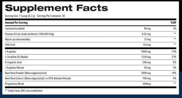 Nitric Boost Ultra supplement facts